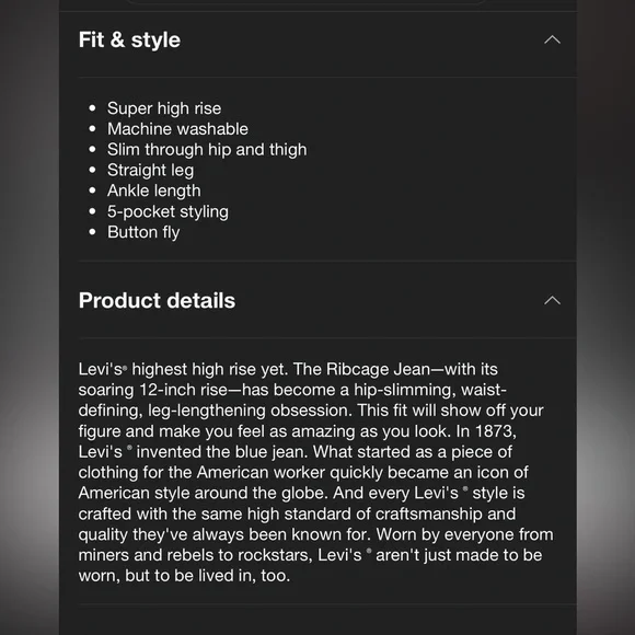 Levi’s Ribcage jean 26 x 27 ❤️ New - Picture 11 of 16